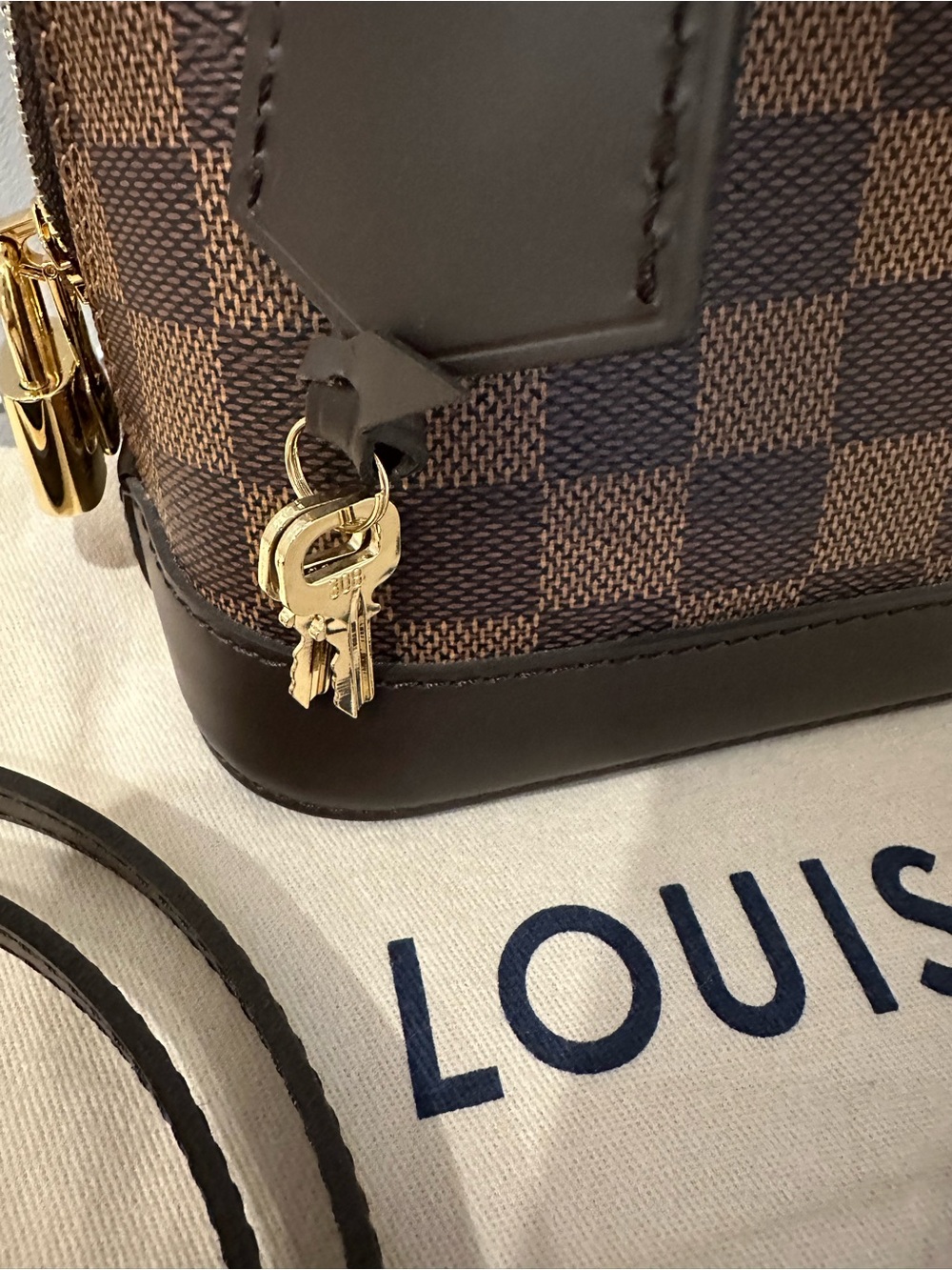 AUTHENTIC Louis Vuitton Damier Ebene Alma BB Satchel in Brown and Dark Brown - Picture 3 of 16